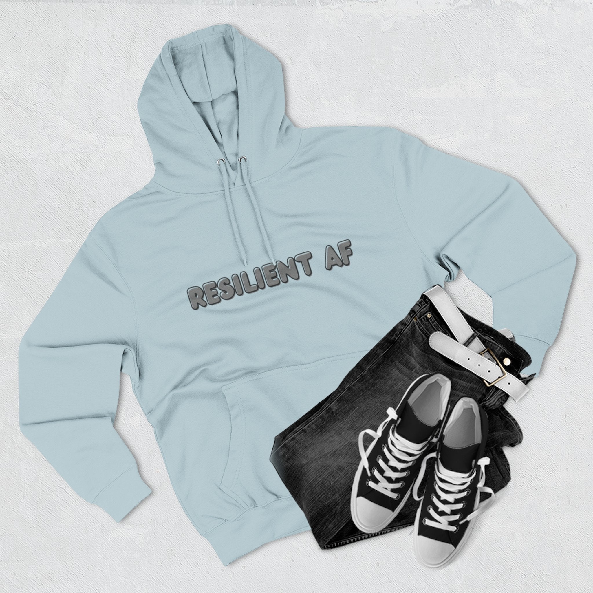 Resilient AF Hoodie – Motivational Streetwear with Bold Front Text & Dictionary Definition Back Print | Mental Health & Strength Apparel