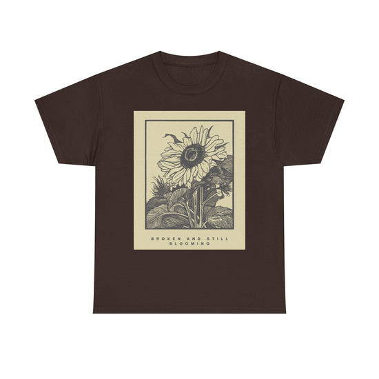 Broken and Still Blooming T-Shirt – Mental Health Awareness Graphic Tee – Inspirational Positive Quote Shirt – Unisex Sizes XS–5XL