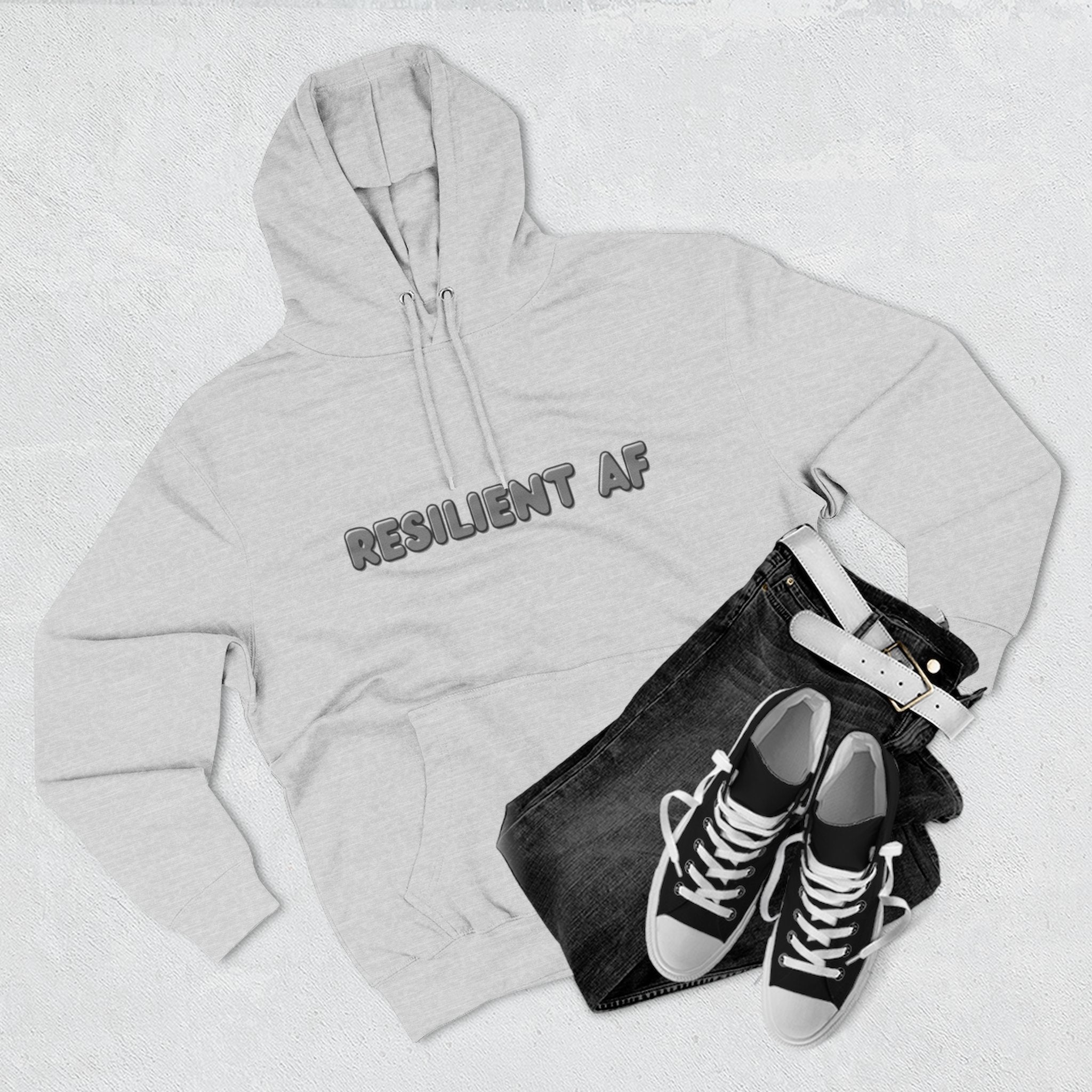 Resilient AF Hoodie – Motivational Streetwear with Bold Front Text & Dictionary Definition Back Print | Mental Health & Strength Apparel