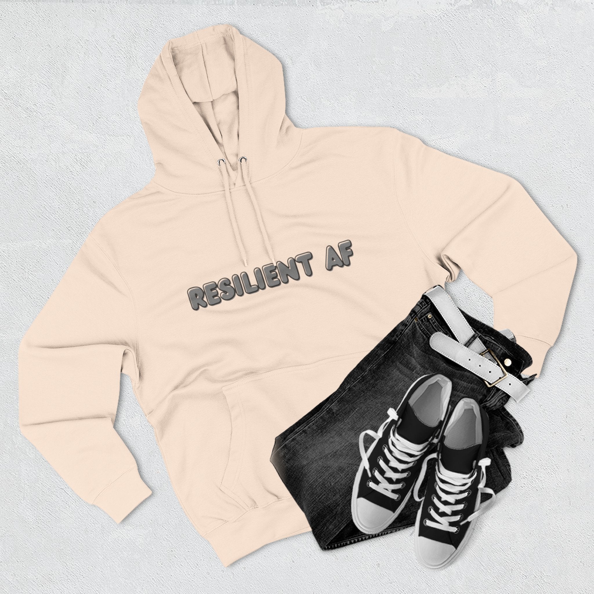 Resilient AF Hoodie – Motivational Streetwear with Bold Front Text & Dictionary Definition Back Print | Mental Health & Strength Apparel