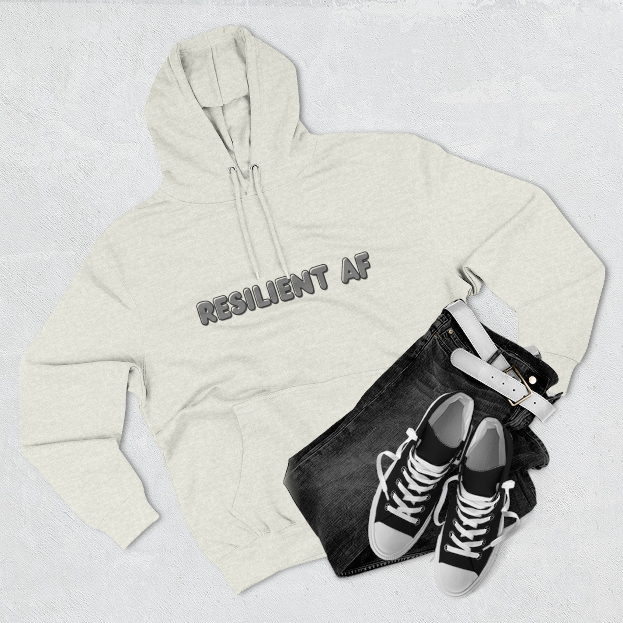 Resilient AF Hoodie – Motivational Streetwear with Bold Front Text & Dictionary Definition Back Print | Mental Health & Strength Apparel