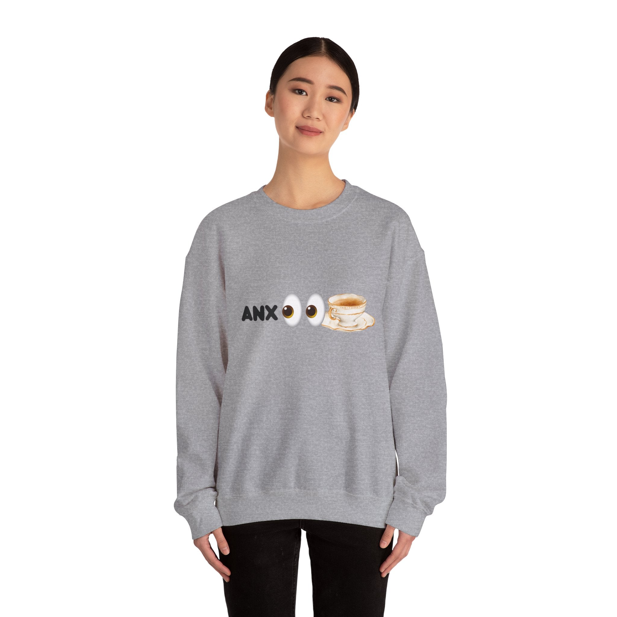 ANX(👀)TEA Anxiety Awareness Sweater – Mental Health Comfort Wear with Unique Graphic Design