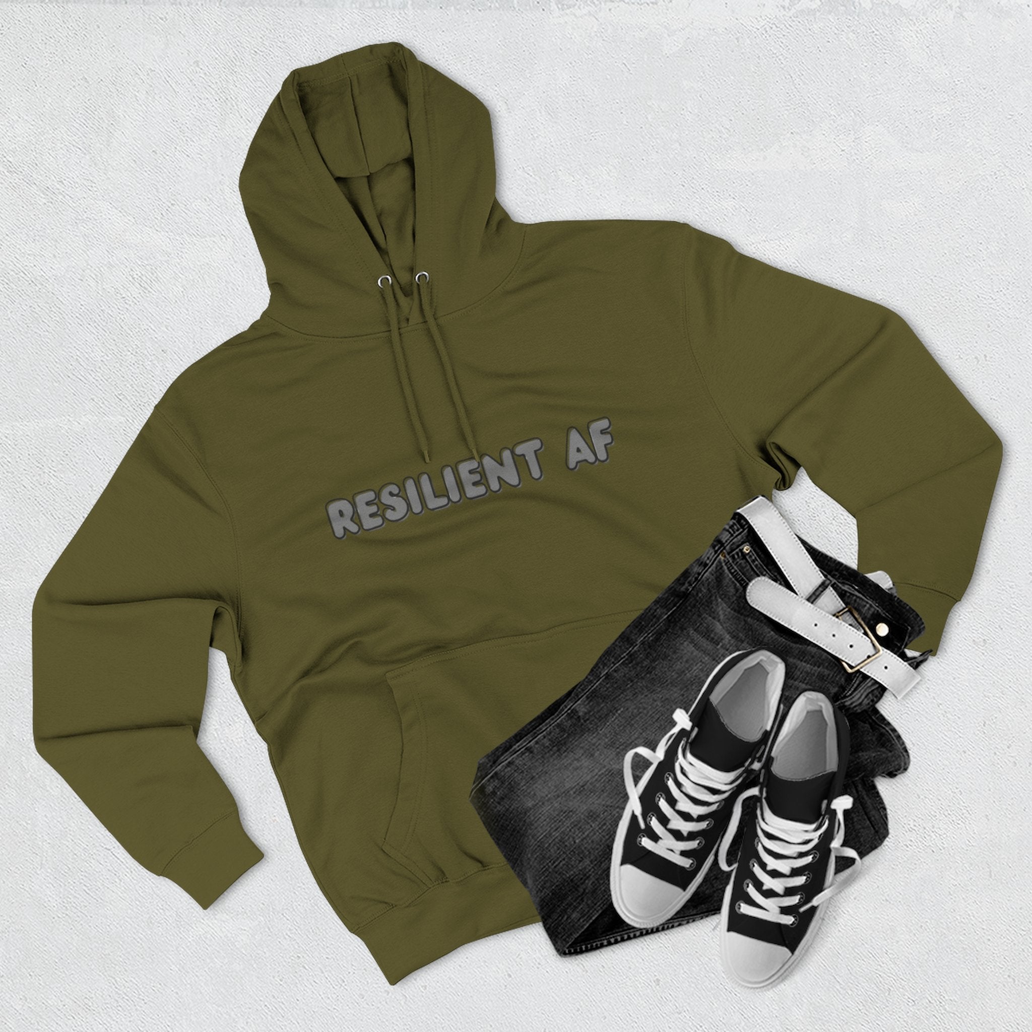 Resilient AF Hoodie – Motivational Streetwear with Bold Front Text & Dictionary Definition Back Print | Mental Health & Strength Apparel