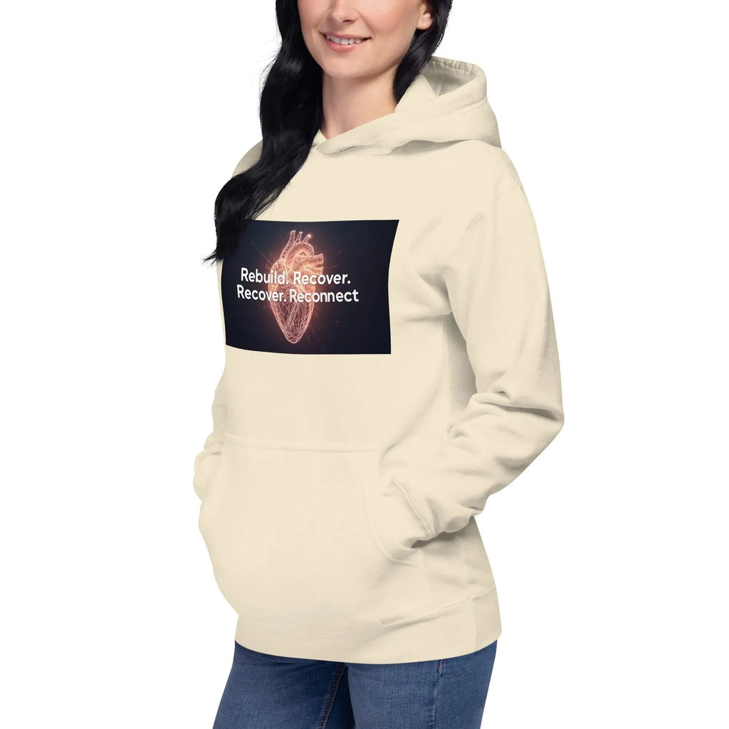 Inspirational Hoodie Reconnect Recover Rebuild Hoodie – Inspirational Recovery Hoodie | Mental Health Awareness Streetwear - Sonny Side Up - 