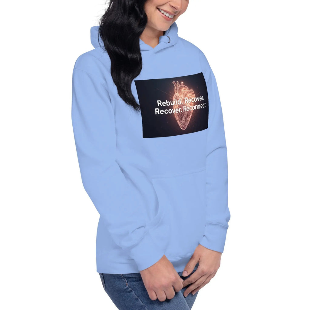 Inspirational Hoodie Reconnect Recover Rebuild Hoodie – Inspirational Recovery Hoodie | Mental Health Awareness Streetwear - Sonny Side Up - 