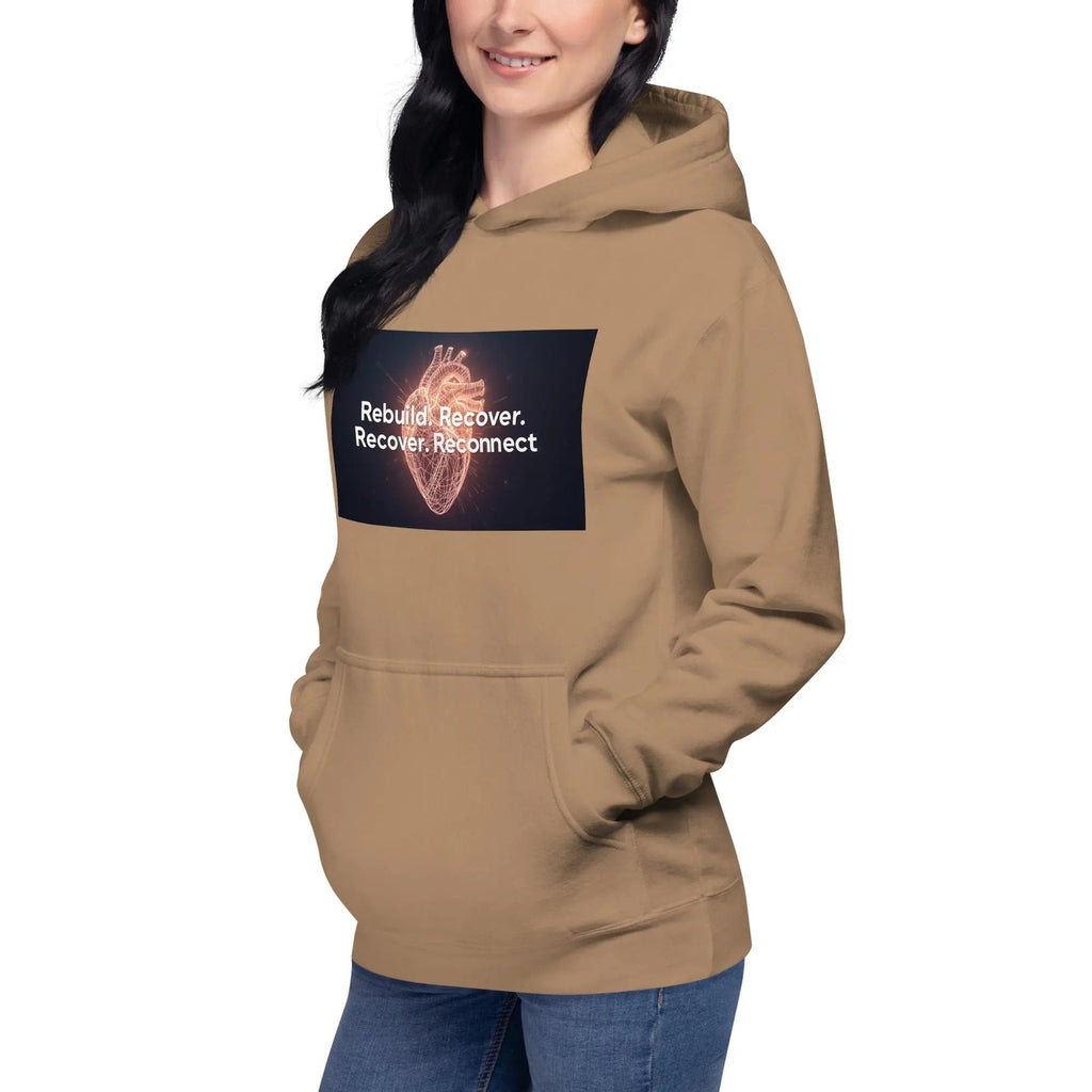 Inspirational Hoodie Reconnect Recover Rebuild Hoodie – Inspirational Recovery Hoodie | Mental Health Awareness Streetwear - Sonny Side Up - 