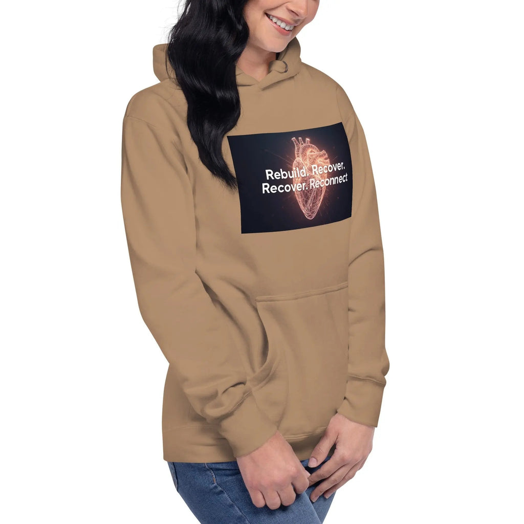 Inspirational Hoodie Reconnect Recover Rebuild Hoodie – Inspirational Recovery Hoodie | Mental Health Awareness Streetwear - Sonny Side Up - 