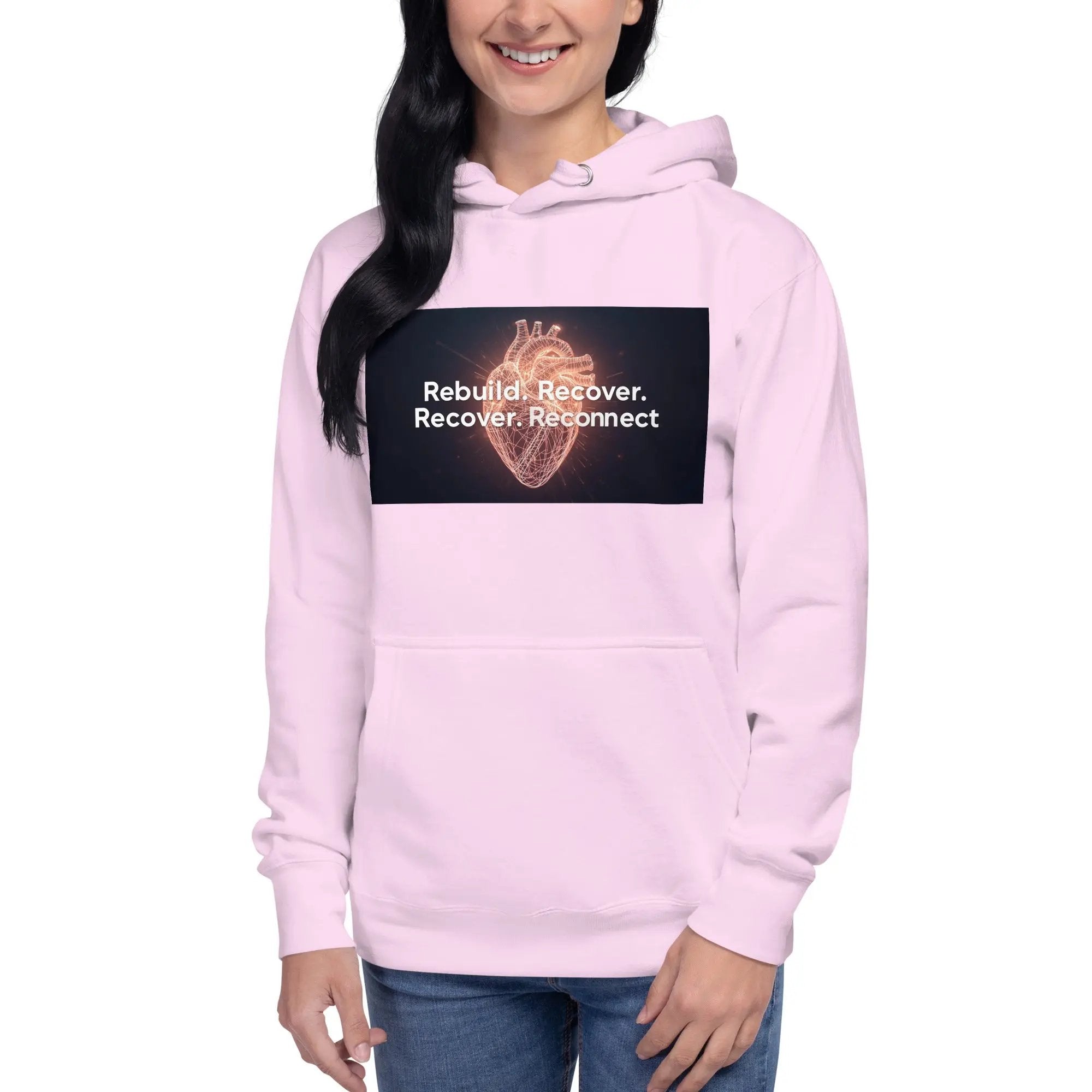 Inspirational Hoodie Reconnect Recover Rebuild Hoodie – Inspirational Recovery Hoodie | Mental Health Awareness Streetwear - Sonny Side Up - 