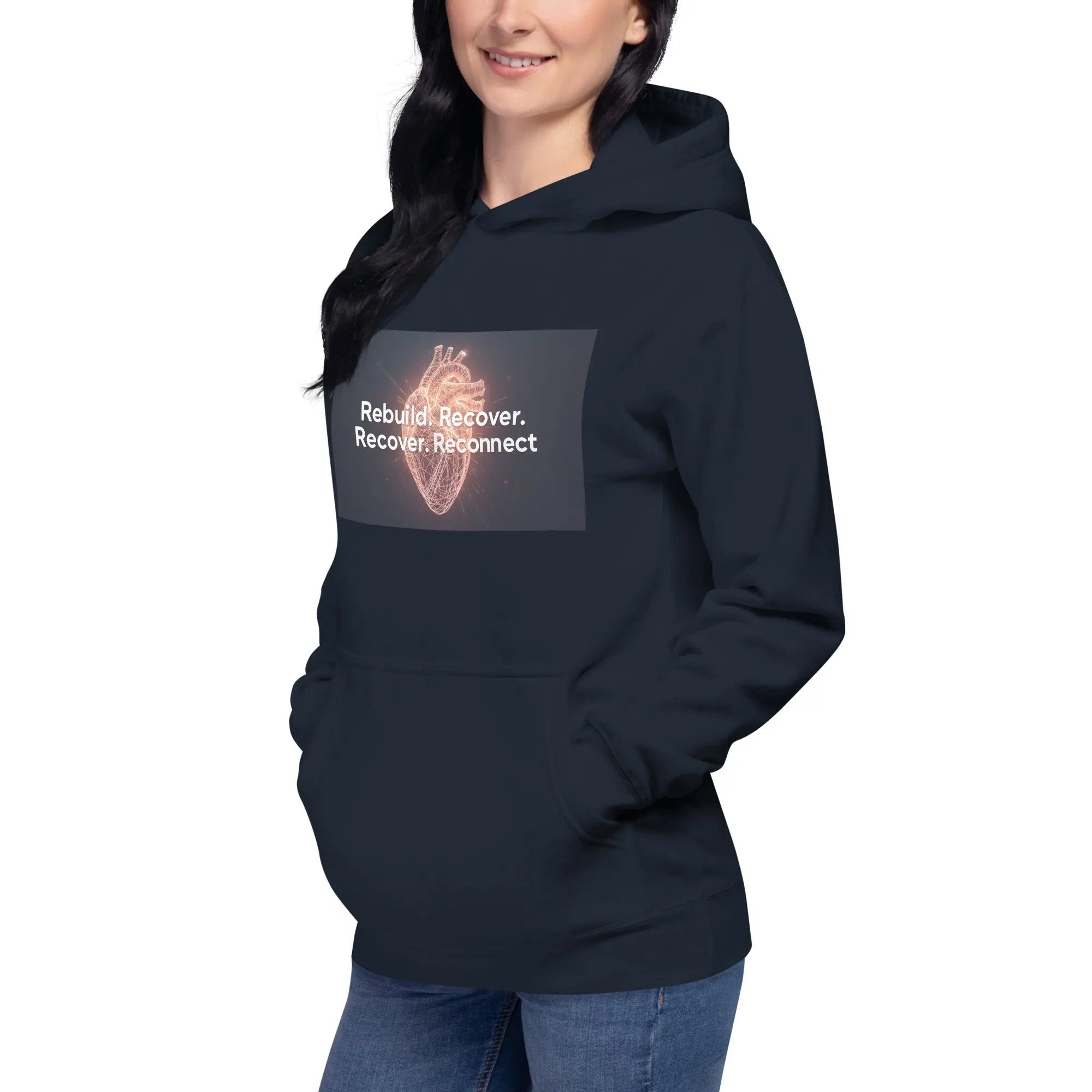 Inspirational Hoodie Reconnect Recover Rebuild Hoodie – Inspirational Recovery Hoodie | Mental Health Awareness Streetwear - Sonny Side Up - 