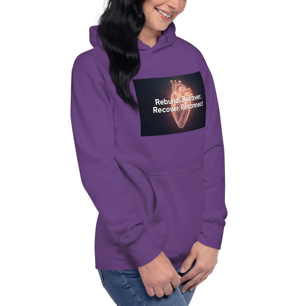 Inspirational Hoodie Reconnect Recover Rebuild Hoodie – Inspirational Recovery Hoodie | Mental Health Awareness Streetwear - Sonny Side Up - 