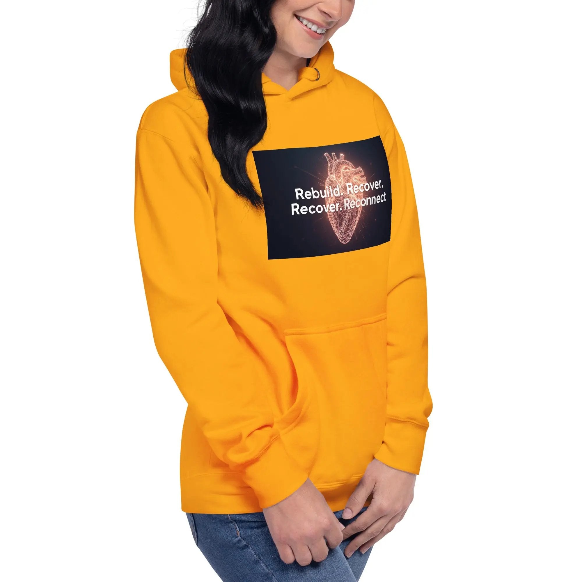 Inspirational Hoodie Reconnect Recover Rebuild Hoodie – Inspirational Recovery Hoodie | Mental Health Awareness Streetwear - Sonny Side Up - 
