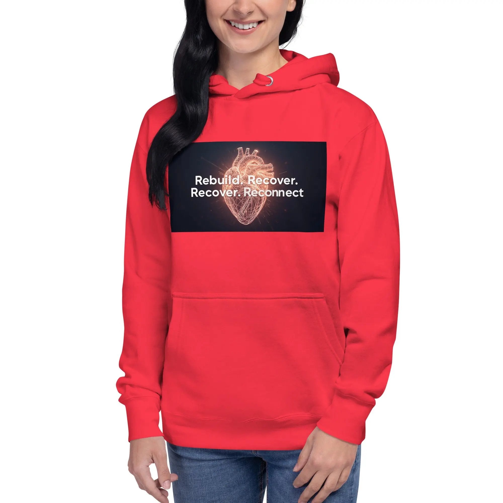 Inspirational Hoodie Reconnect Recover Rebuild Hoodie – Inspirational Recovery Hoodie | Mental Health Awareness Streetwear - Sonny Side Up - 