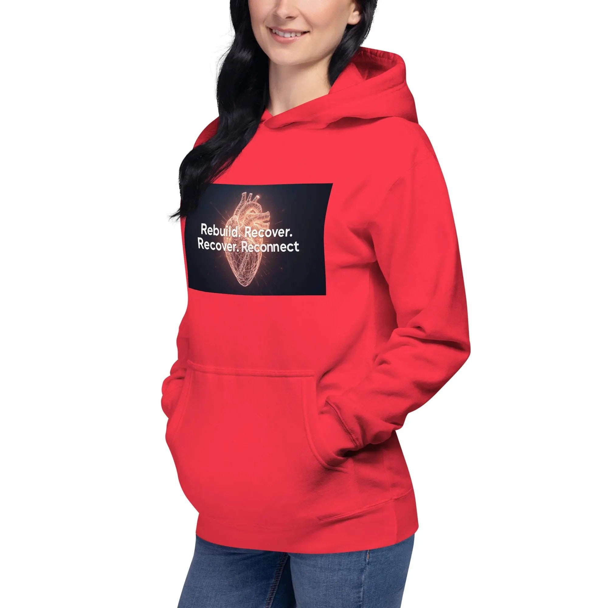 Inspirational Hoodie Reconnect Recover Rebuild Hoodie – Inspirational Recovery Hoodie | Mental Health Awareness Streetwear - Sonny Side Up - 