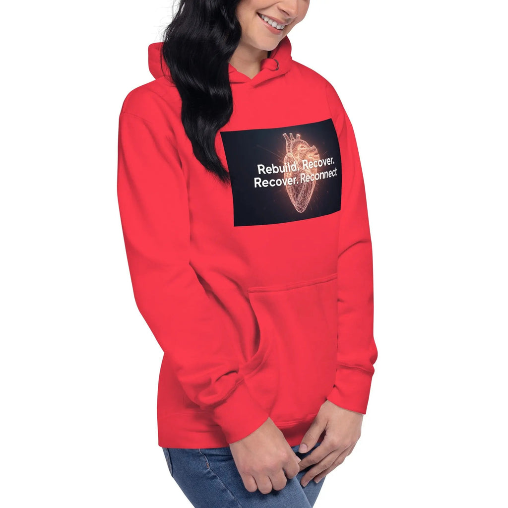 Inspirational Hoodie Reconnect Recover Rebuild Hoodie – Inspirational Recovery Hoodie | Mental Health Awareness Streetwear - Sonny Side Up - 