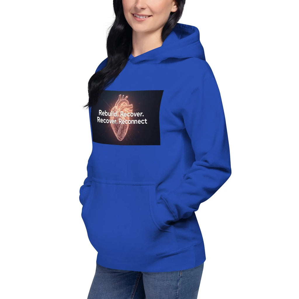 Inspirational Hoodie Reconnect Recover Rebuild Hoodie – Inspirational Recovery Hoodie | Mental Health Awareness Streetwear - Sonny Side Up - 