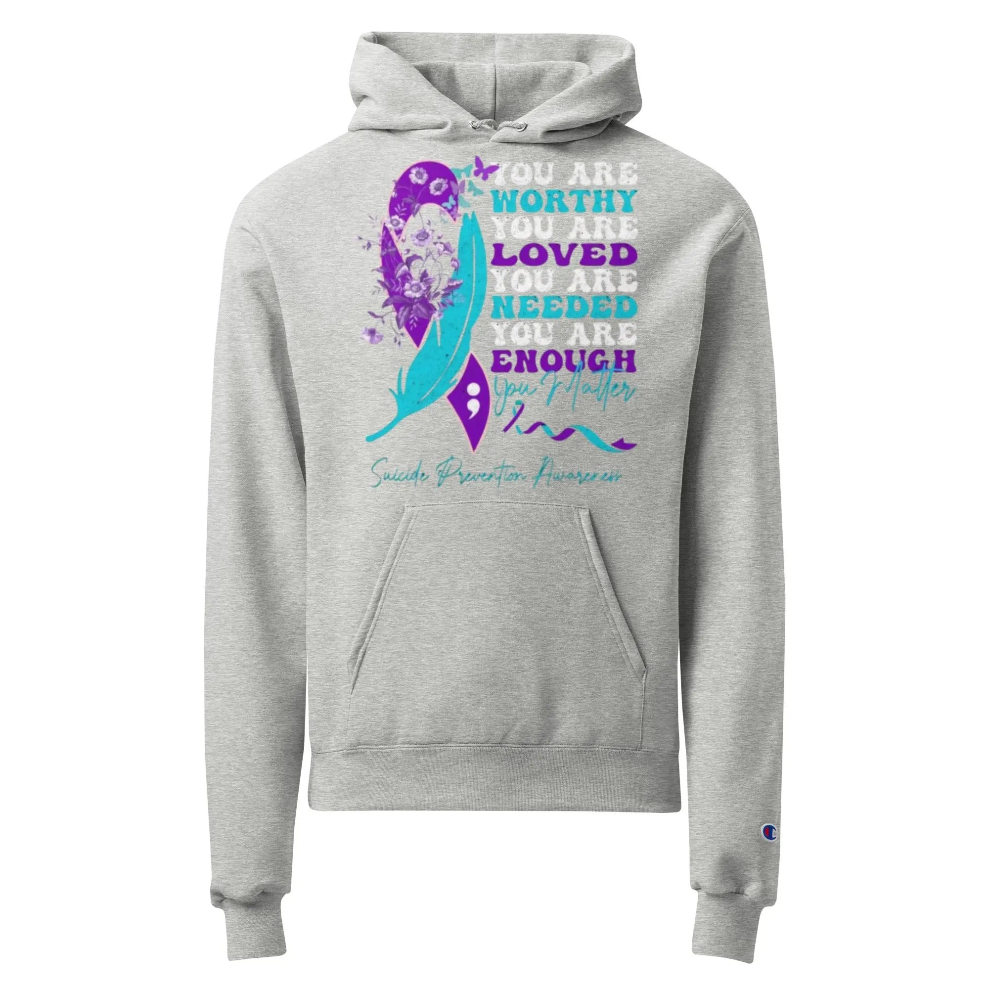 Suicide Awareness Hoodie | Champion Double Dry® Inspirational Mental Health Hoodie | Stay Strong Recovery Sweatshirt - Sonny Side Up - 