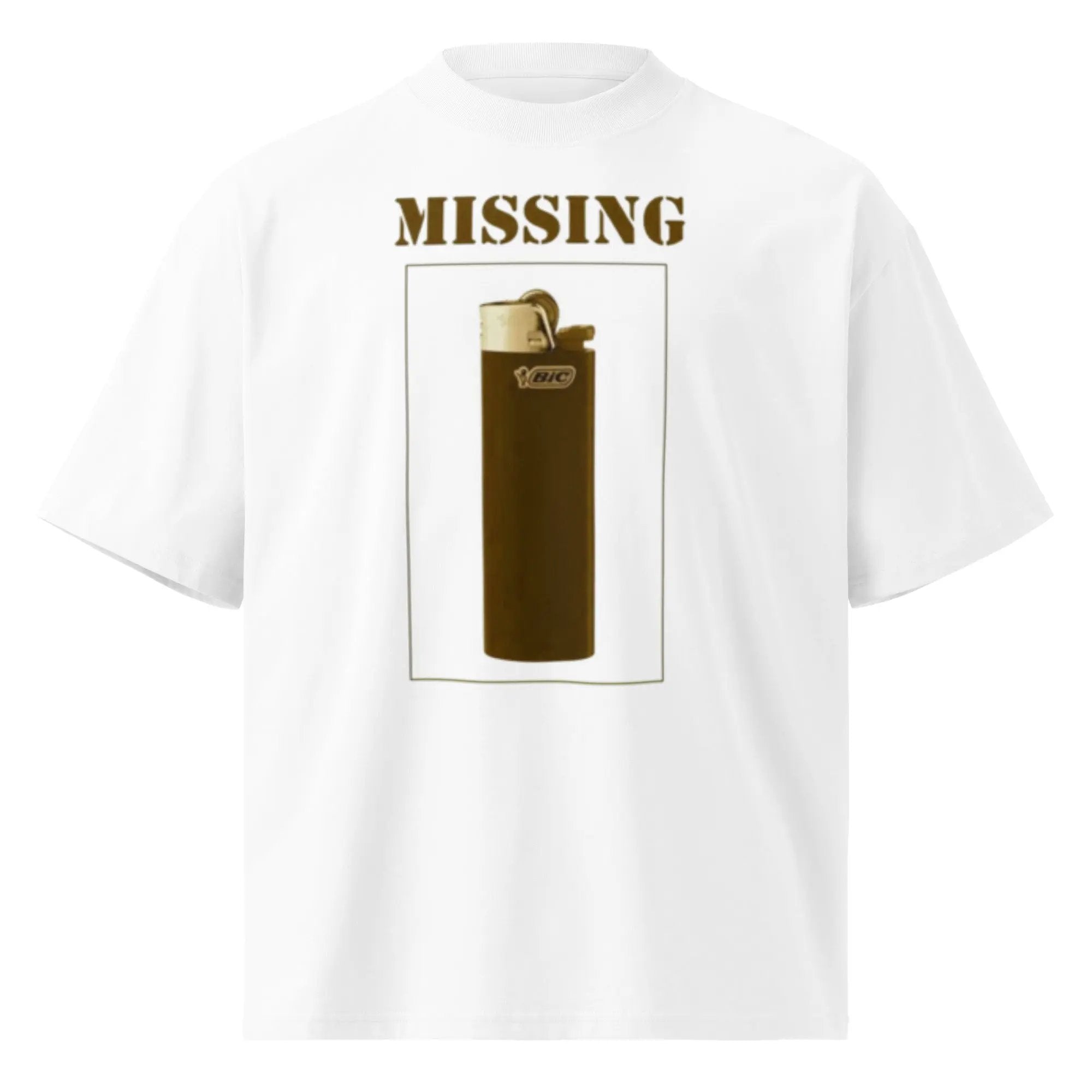 Missing Bic Lighter Oversized T-Shirt – Funny Relatable Streetwear Tee | Organic Cotton Comfort Fit - Sonny Side Up - 